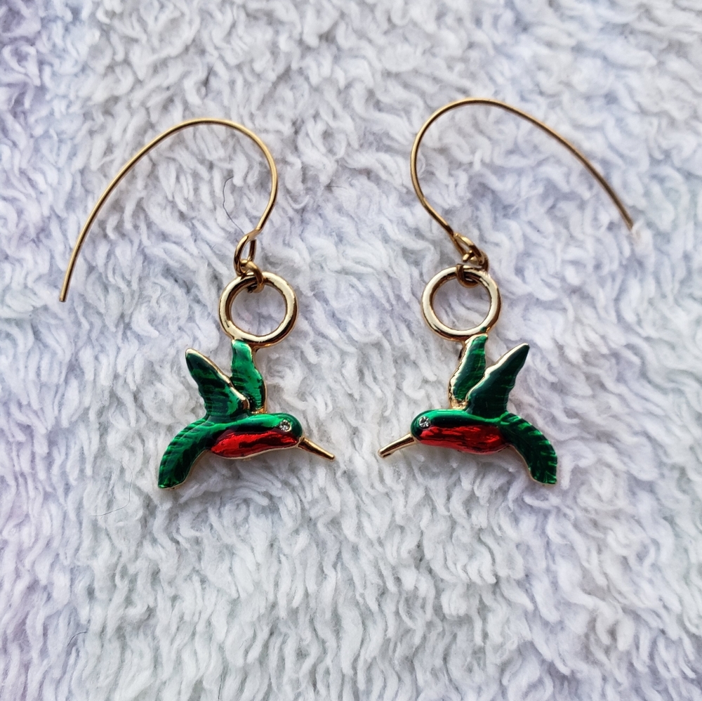 Vintage Sterling Silver Hallmarked Hummingbird Earrings